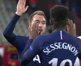 Tottenham's Ryan Sessegnon reacts to Champions League debut
