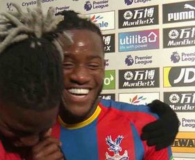 Chelsea loanee Michy Batshuayi reacts to getting an assist on his Crystal Palace debut