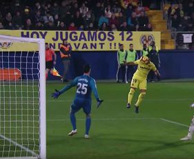 Video: Former Arsenal star Santi Cazorla (5ft 6in) scores a header past ex-Chelsea keeper Thibaut Courtois (6ft 6in)