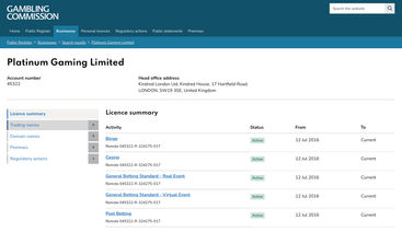 UK Gambling Commission lists Unibet's licensed betting operations