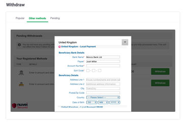 The process of making a withdrawal on Paddy Power