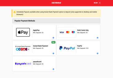 The process of making a deposit on Ladbrokes