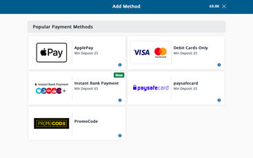 Deposit methods on Sportingbet