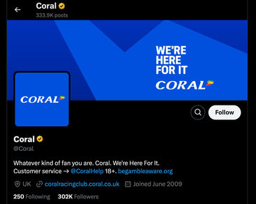 Coral's Twitter account