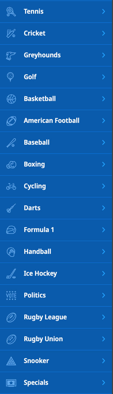 Some of Betfred's sport offerings