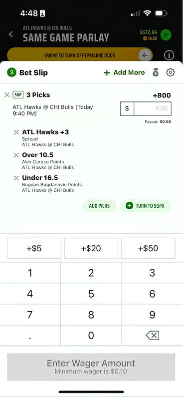 Betting on DraftKings' mobile app