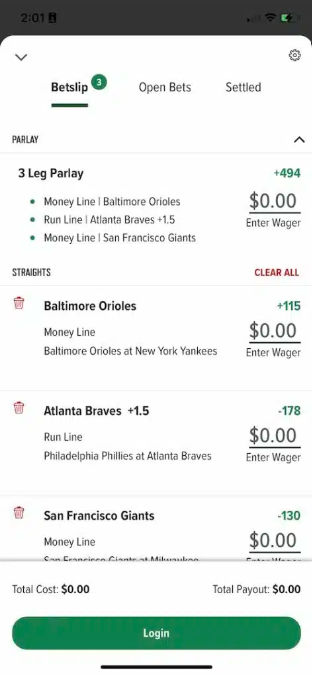 Betting on Caesars' mobile app