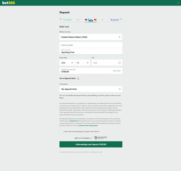 Making a deposit on bet365