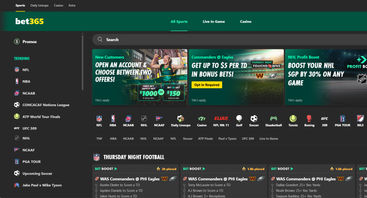 Screenshot of NCAAF sportsbook bet365