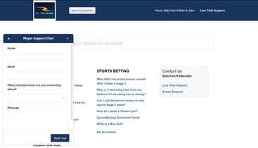 Customer service options on BetRivers
