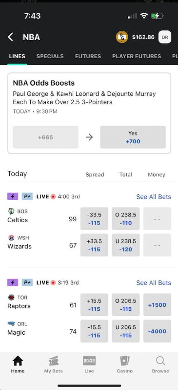 Betting on ESPN Bet's mobile app