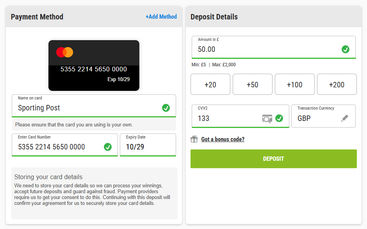 The process of making a deposit on Ladbrokes with debit card