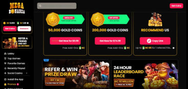 mega bonanza online casino homepage