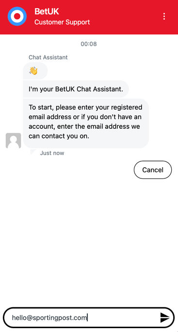 Live chat on BetUK