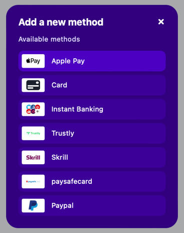 Casumo's deposit options