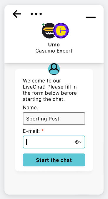 Live chat on Casumo