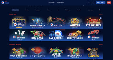 All British Casino's website homepage