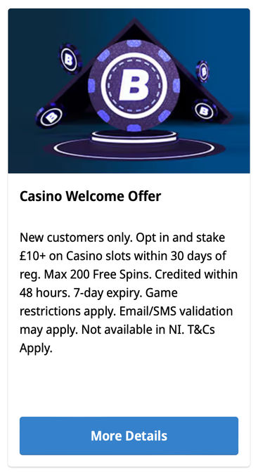 Betfred Casino's welcome bonus