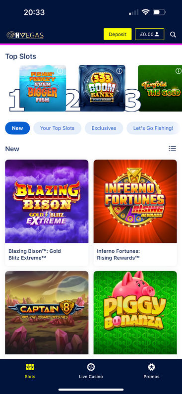 William Hill Casino mobile app homepage