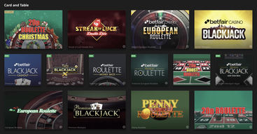 Card and table games on Betfair Casino