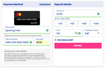 Depositing funds on Gala Bingo