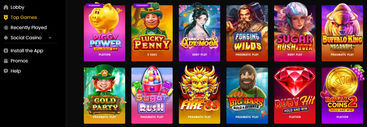 mega bonanza games selection