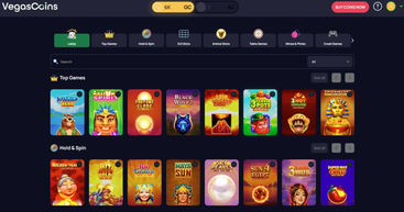 vegas coins sweeps casino homepage