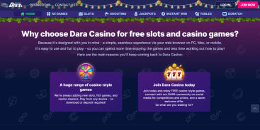 Dara Casino homepage for sweeps betting