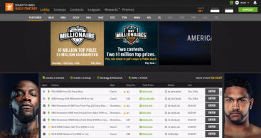 draftkings fantasy app homepage