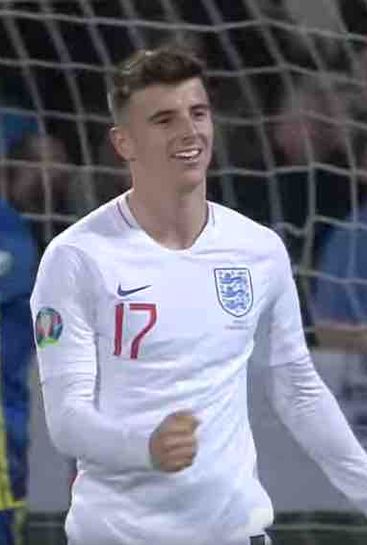 Chelsea's Mason Mount reacts to scoring his first England goal