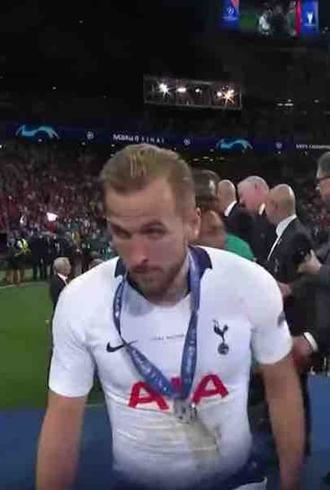 Harry Kane reacts to Tottenham's Champions League final defeat to Liverpool