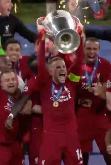 Video: Jordan Henderson lifts Champions League trophy after Liverpool beat Spurs