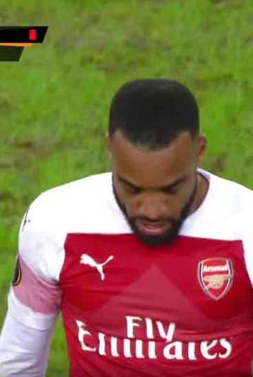 Alexandre Lacazette reacts to his red card