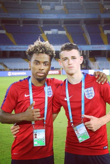 Man Utd's Angel Gomes and Man City's Phil Foden share the love