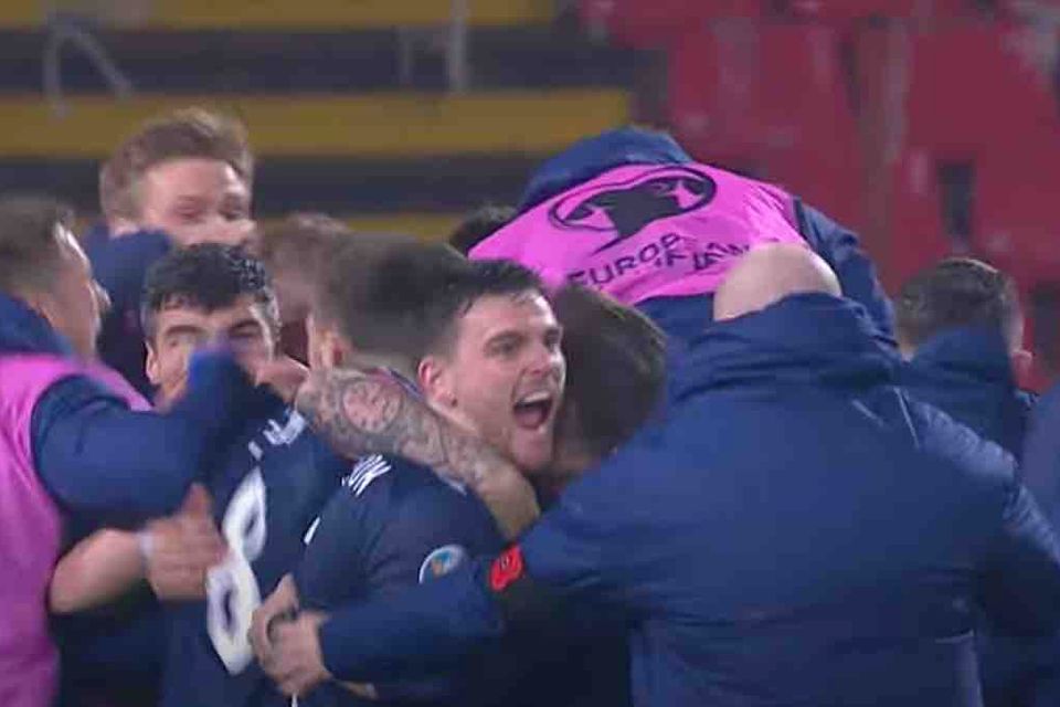 Andy Robertson celebrates Scotland's Euro 2020 qualification with 'cheeky Vimto'