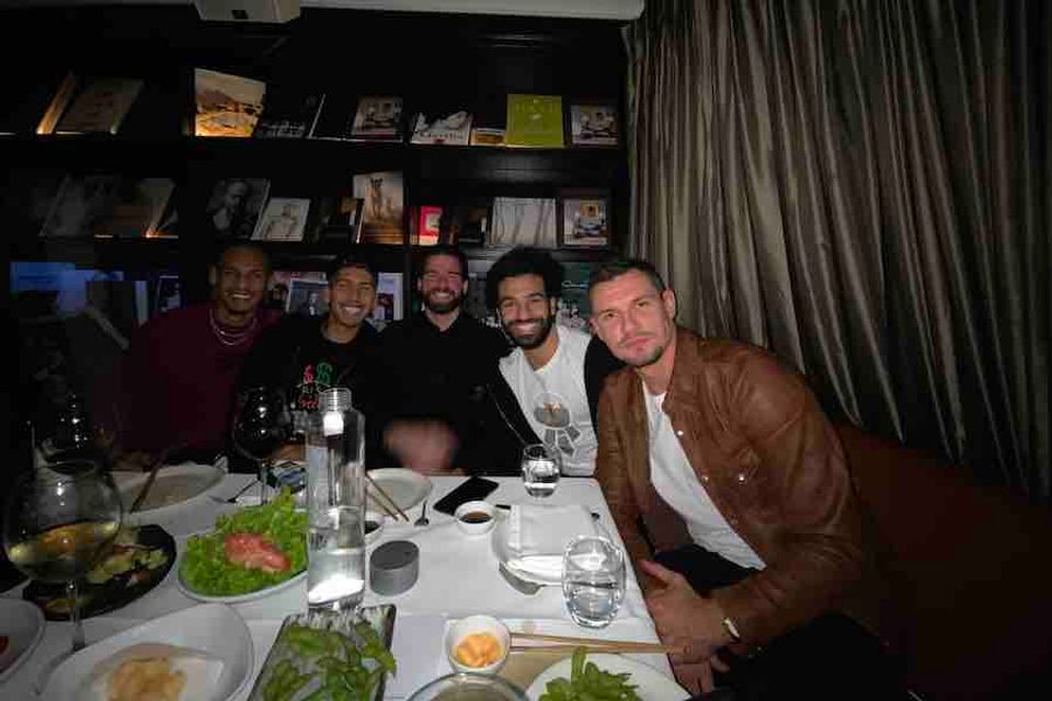 Photo: Liverpool players out for dinner after beating Tottenham