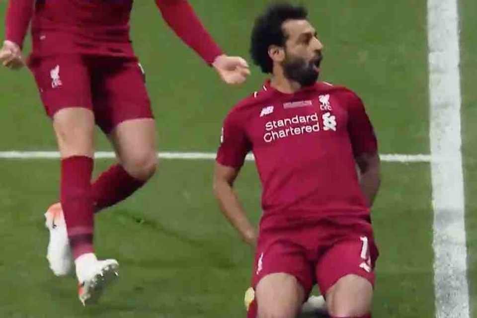 Mo Salah celebrates his one month anniversary of winning the Champions League