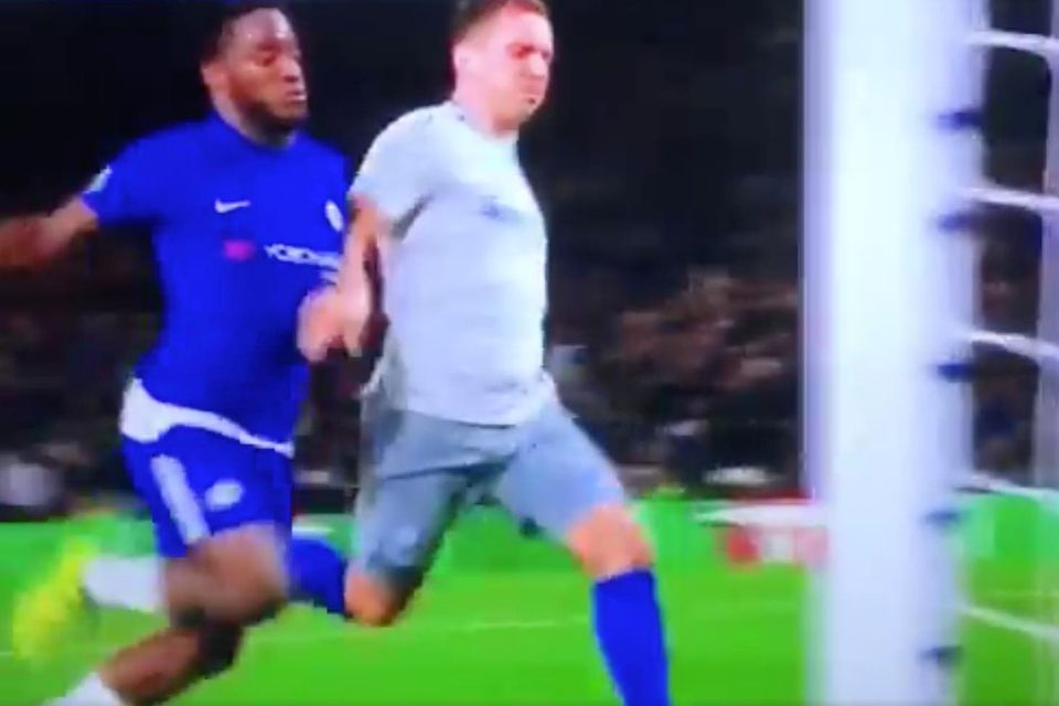 Michy Batshuayi reacts to painful collision